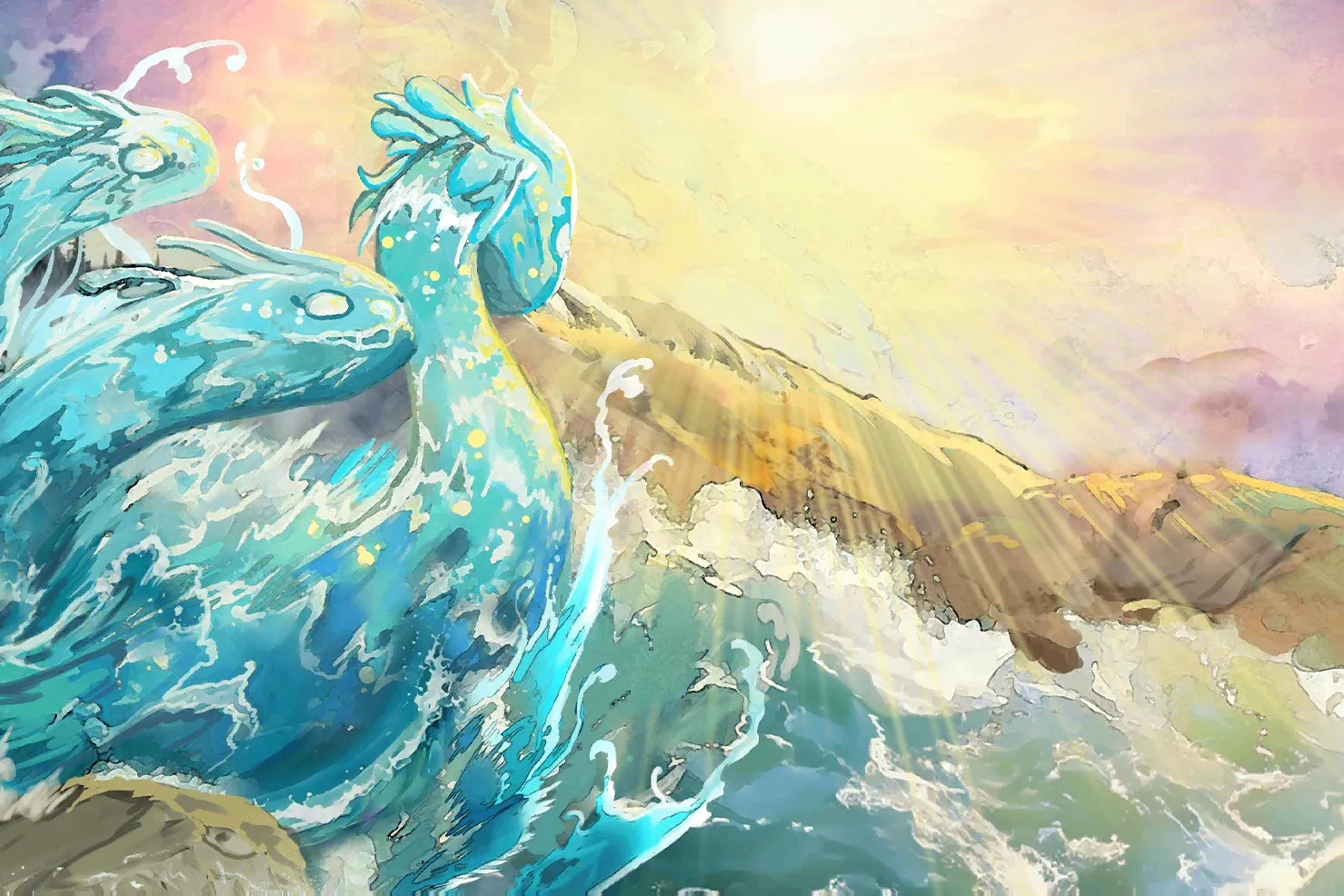 River Surges in Sunlight