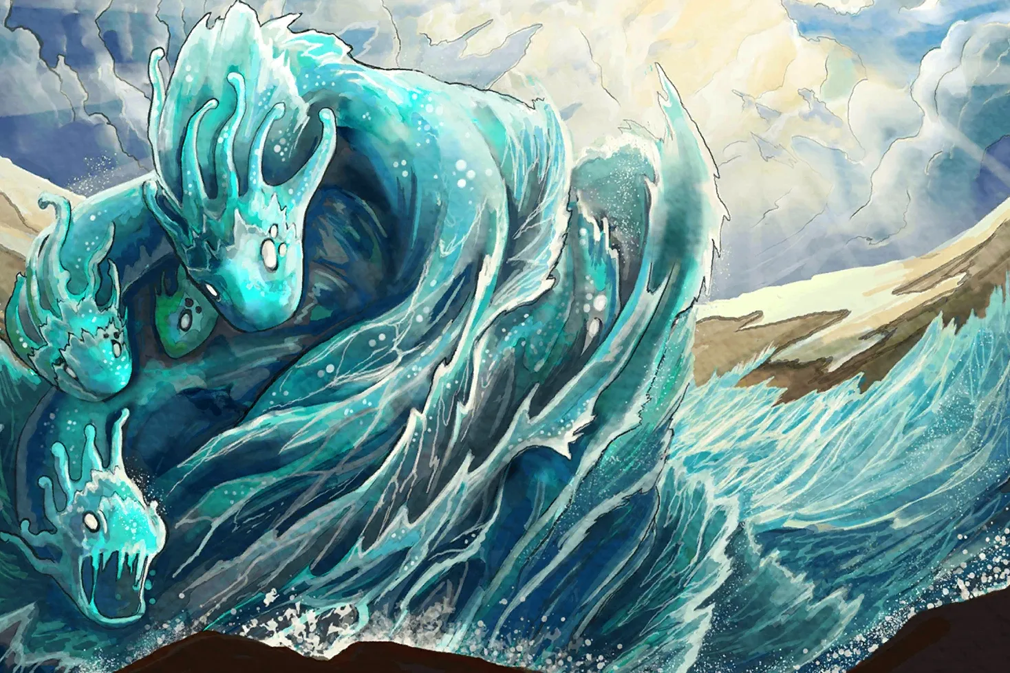 River Surges in Sunlight